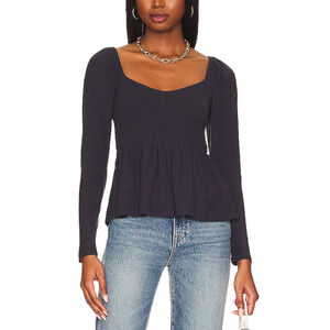 Nation Ltd 'Zoie Babydoll' Blue Pima Cotton Tee Size L